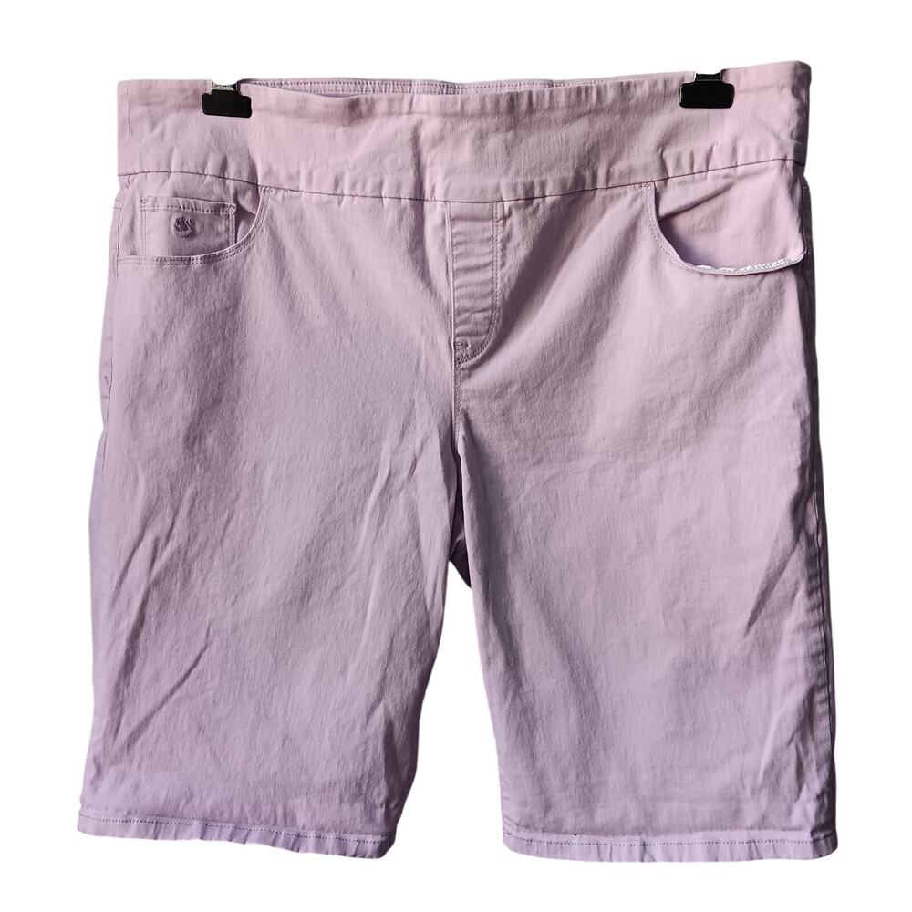 Gloria Vanderbilt Shorts 18W Lavendar Pull On Bermuda Slimming Pockets Amanda